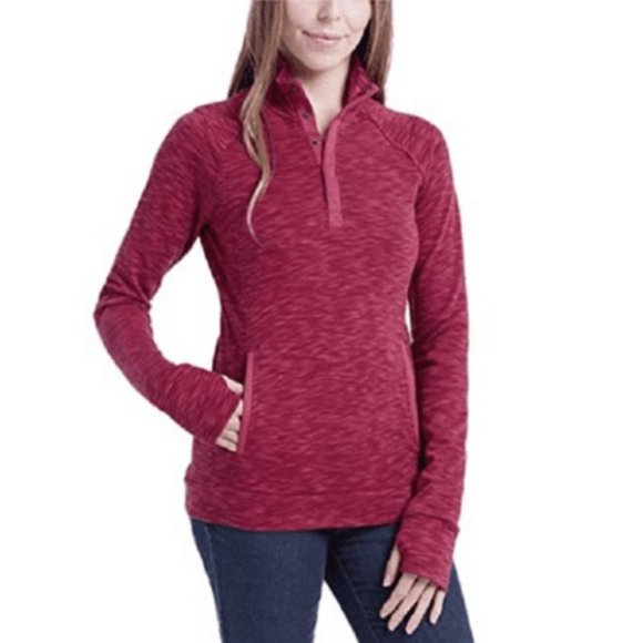 Avalanche Rouge Red Loma Snap Long Sleeve Pullover Knit Jacket Womens Large - Picture 14 of 15